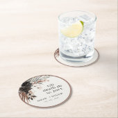 Boho rustiek Gotisch Roest Zwart Botanisch Bruilof Ronde Kartonnen Onderzetter (Insitu)