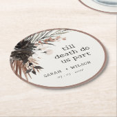 Boho rustiek Gotisch Roest Zwart Botanisch Bruilof Ronde Kartonnen Onderzetter (Gebogen)