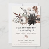 Boho rustiek Gotisch Roest Zwart Botanisch Bruilof Save The Date (Voorkant)