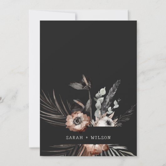 Boho rustiek Gotisch Roest Zwart Botanisch Bruilof Save The Date (Achterkant)