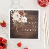 Boho rustiek hout bloemenbruiloft receptie feest servet (Insitu)