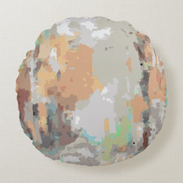 Boho  rustiek, oranje taupe, bruin, grijs rond kussen