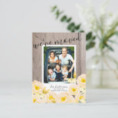 Boho Rustiek Roos Bloemenhout Foto Bewegen Aankondigingskaart (Staand voorkant)