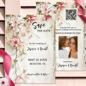 Boho Rustiek Roze Bloemen Foto Save the Date Kaart