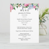 Boho rustiek roze lavendel bloemen Bruiloft of Fee Menu (Staand voorkant)