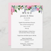 Boho rustiek roze lavendel bloemen Bruiloft of Fee Menu (Voorkant / Achterkant)