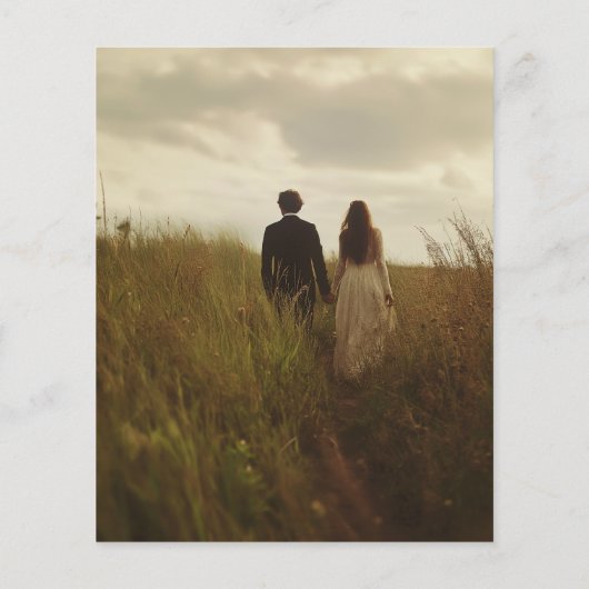 Boho rustiek script foto budget bruiloft uitnodigi (Achterkant)