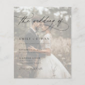 Boho rustiek script foto budget bruiloft uitnodigi (Voorkant)