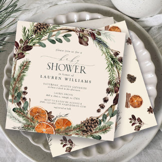 Boho Rustiek Sinaasappel Modern Botanisch Baby sho Kaart