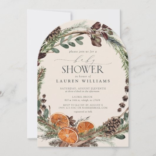 Boho Rustiek Sinaasappel Modern Botanisch Baby sho Kaart (Voorkant)