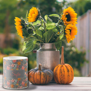Boho rustiek sinaasappel waterverf bloempatroon gr koffiemok