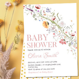 Boho rustiek Wildbloem Bloemen Baby shower Kaart