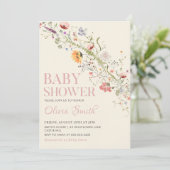 Boho rustiek Wildbloem Bloemen Baby shower Kaart (Staand voorkant)