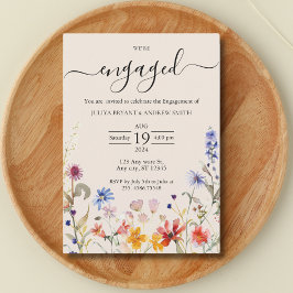 Boho rustiek wildflower verlovingsfeest kaart