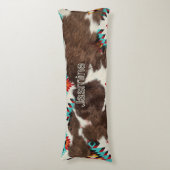 Boho rustiek Zuid-Western Koeienhuid Lichaamskussen (Voorkant Verticaal)