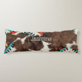 Boho rustiek Zuid-Western Koeienhuid Lichaamskussen (Voorkant)