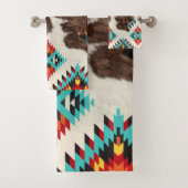 Boho rustiek Zuidwest Koeienhuid Azteeks Patroon Bad Handdoek (Insitu)