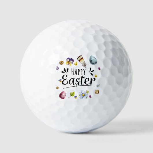 Boho rustieke aquarel kleurrijke Happy Easter Golfballen (Voorkant)