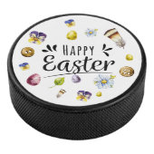 Boho rustieke aquarel kleurrijke Happy Easter Hockey Puck (3/4)