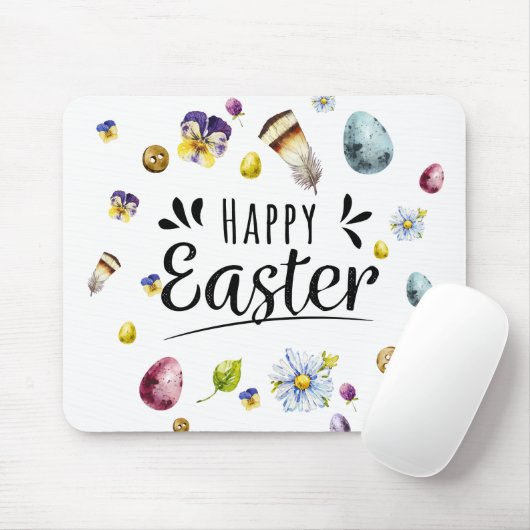 Boho rustieke aquarel kleurrijke Happy Easter Muismat (Met muis)