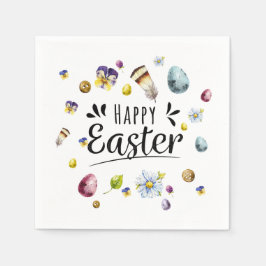 Boho rustieke aquarel kleurrijke Happy Easter Servet