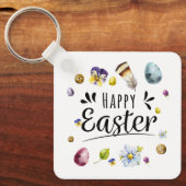 Boho rustieke aquarel kleurrijke Happy Easter Sleutelhanger (Voorkant)