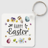 Boho rustieke aquarel kleurrijke Happy Easter Sleutelhanger (Achterkant)