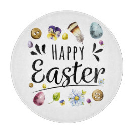 Boho rustieke aquarel kleurrijke Happy Easter Snijplank