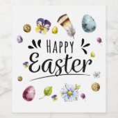 Boho rustieke aquarel kleurrijke Happy Easter Wijn Etiket (Enkel label)