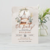 Boho Rustieke Baby Crib Shower Kaart (Staand voorkant)