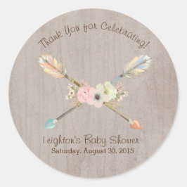 Boho rustieke Baby of Vrijgezellenfeest Favor Stic Ronde Sticker