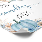 Boho rustieke Blauwe Pompoen Herfst Snoepjes Teken Poster (Hoek)