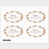 Boho Rustieke Bloem Bruinrood Bruidsfeest Maatwerk Ovale Sticker (Vel)