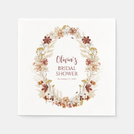 Boho Rustieke Bloem Burgundy Bruidsmeisjesfeest Cu Servet