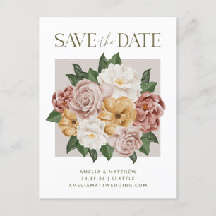 Boho Rustieke Bloemboeket Elegante Save The Date Briefkaart