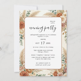 Boho Rustieke Bloemen Avondfeest Uitnodiging