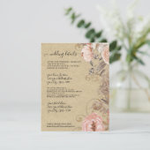 Boho Rustieke Bloemen Blush Roos Gold Wedding Deta Kaart (Staand voorkant)