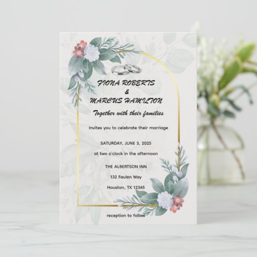 Boho Rustieke Bloemen & Elegante Huwelijk Save the Save The Date (Staand voorkant)