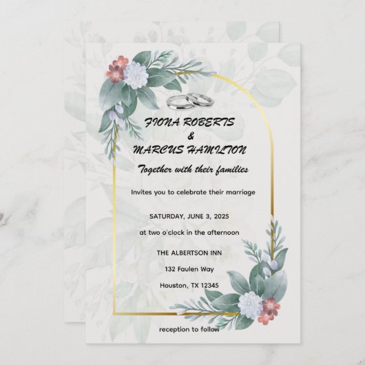 Boho Rustieke Bloemen & Elegante Huwelijk Save the Save The Date (Voorkant / Achterkant)