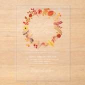 Boho Rustieke Bloemen Herfst Herfsten bruiloft Acryl Uitnodigingen (Voorkant)