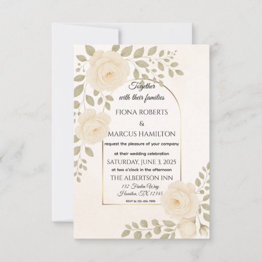 Boho Rustieke Bloemen & Minimalistische Elegante H RSVP Kaartje (Voorkant)