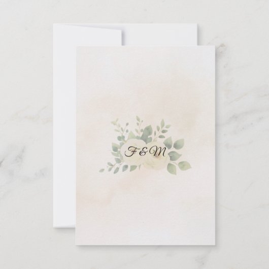 Boho Rustieke Bloemen & Minimalistische Elegante H RSVP Kaartje (Achterkant)