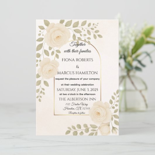 Boho Rustieke Bloemen & Minimalistische Elegante H Save The Date (Staand voorkant)