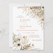 Boho Rustieke Bloemen Pampas Grass Wedding Kaart (Voorkant)