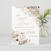 Boho Rustieke Bloemen Pampas Grass Wedding Kaart (Staand voorkant)