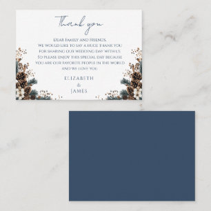 Boho Rustieke Bloemen Pinecones bruiloft Dank u Plaatskaartje