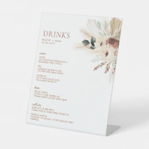 Boho rustieke bloemenbruiloft Drinken Bar teken MA