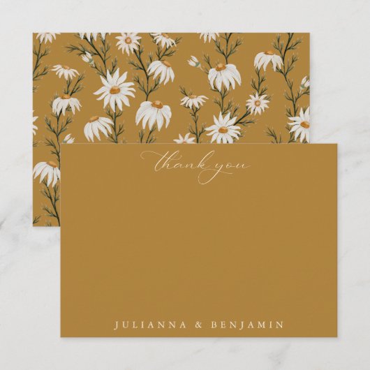Boho Rustieke Bloemengele Trouw Aangepaste Namen Bedankkaart (Voorkant / Achterkant)