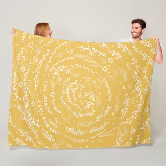 Boho Rustieke Bloemenkrans Folk Art Pattern Fleece (In situ)