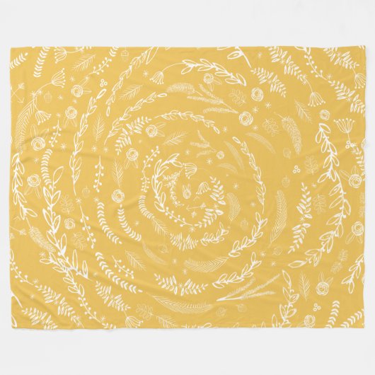 Boho Rustieke Bloemenkrans Folk Art Pattern Fleece (Voorkant (Horizontaal))